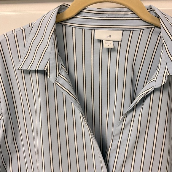 J.Jill Blue Striped Button Down Blouse Size-Large - Picture 4 of 8